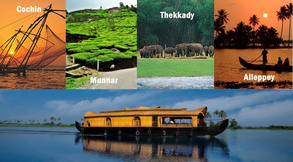 Kochi – Athirappilly – Munnar – Thekkady – Alleppey